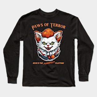 Paws of Terror, Horror Halloween Cat Long Sleeve T-Shirt